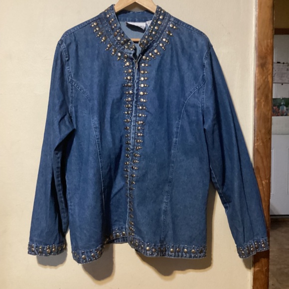 Women’s Keren Hart Embellished Blue Denim Fashion Jacket size XXL - Picture 2 of 7